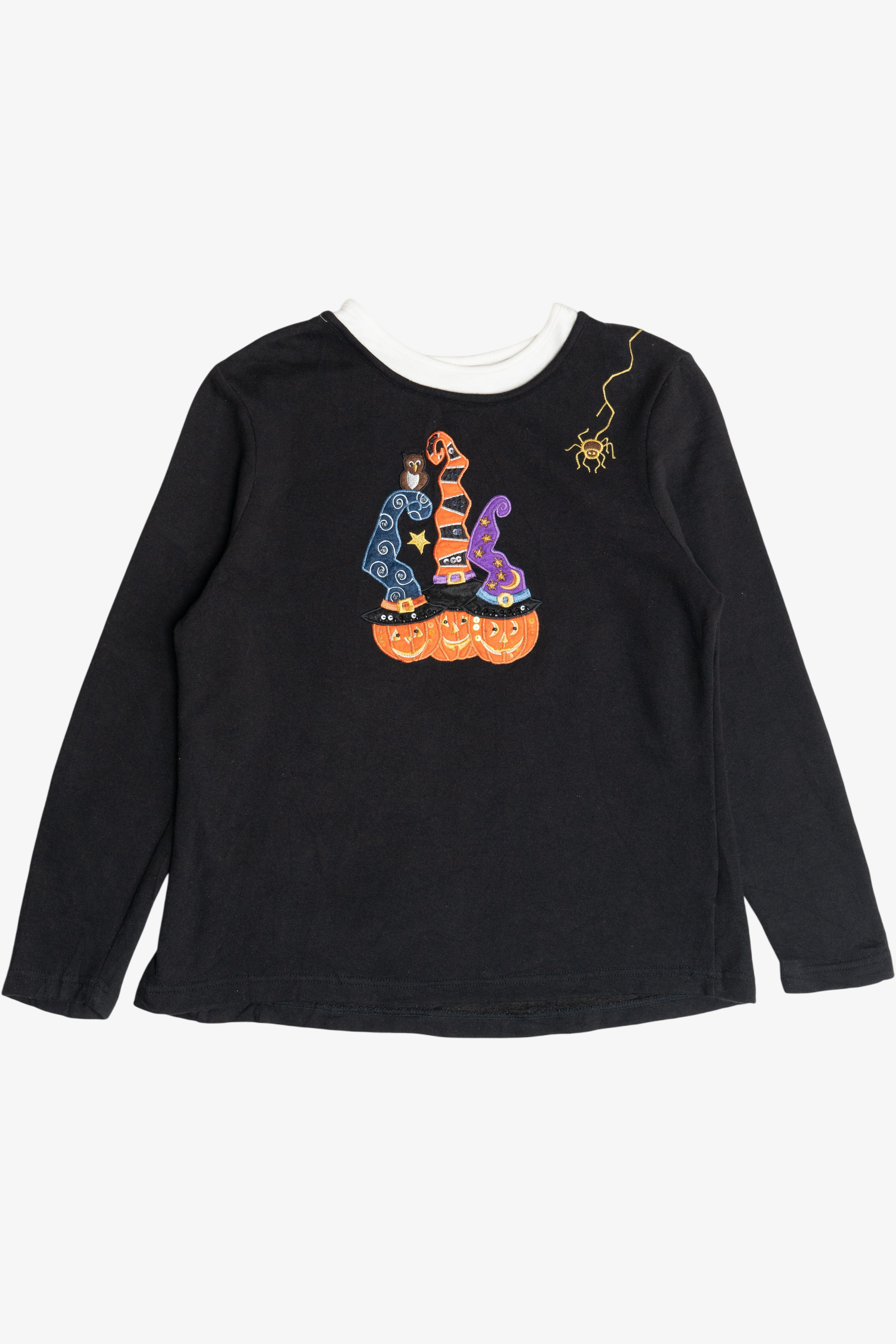 Vintage Pumpkins With Witch Hats Halloween Sweatshirt (2000s)