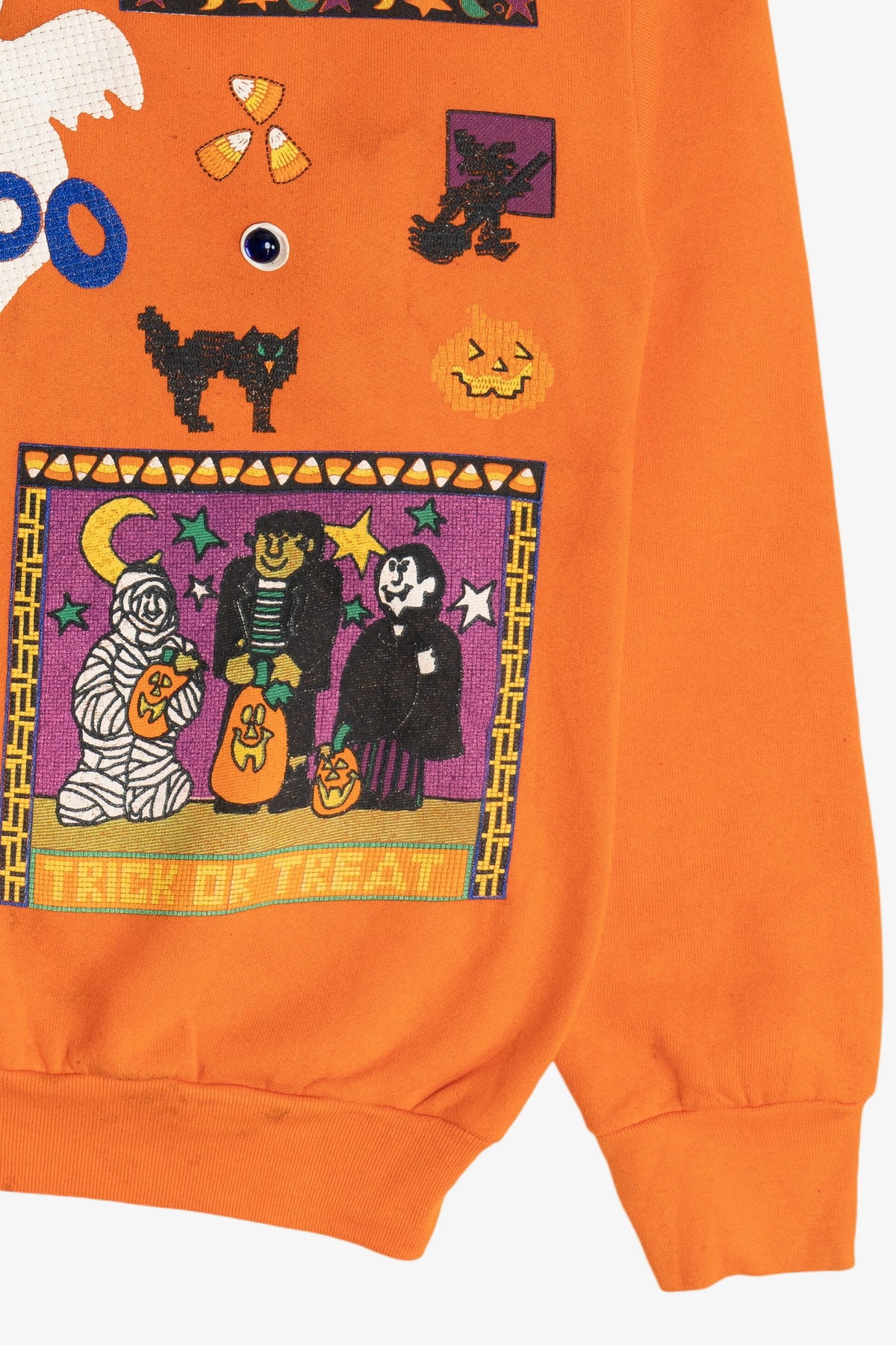 Vintage "Happy Halloween" Gemstone Applique Sweatshirt (1990s)