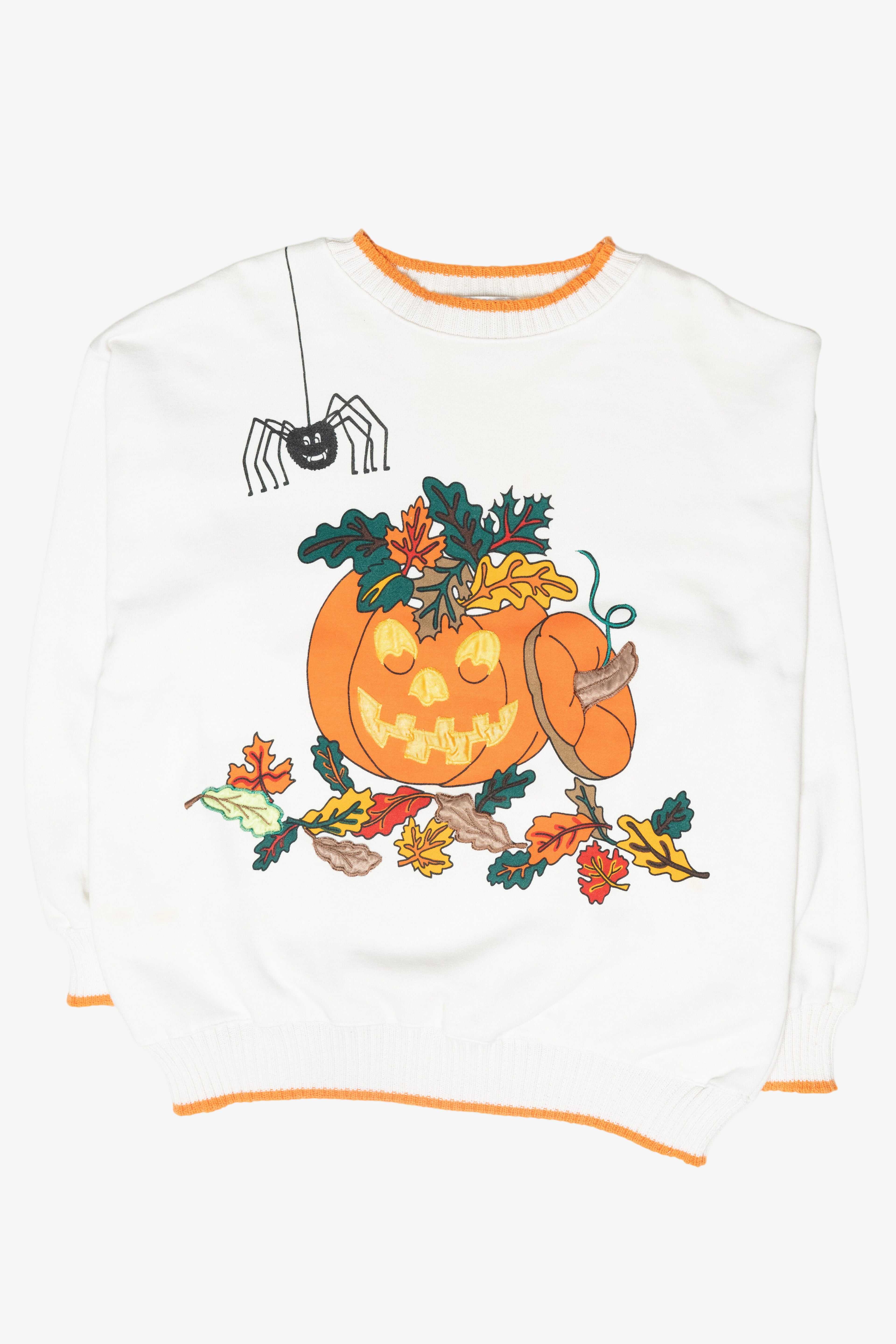 Spider & Pumpkin Vintage Halloween Sweatshirt (1990s)