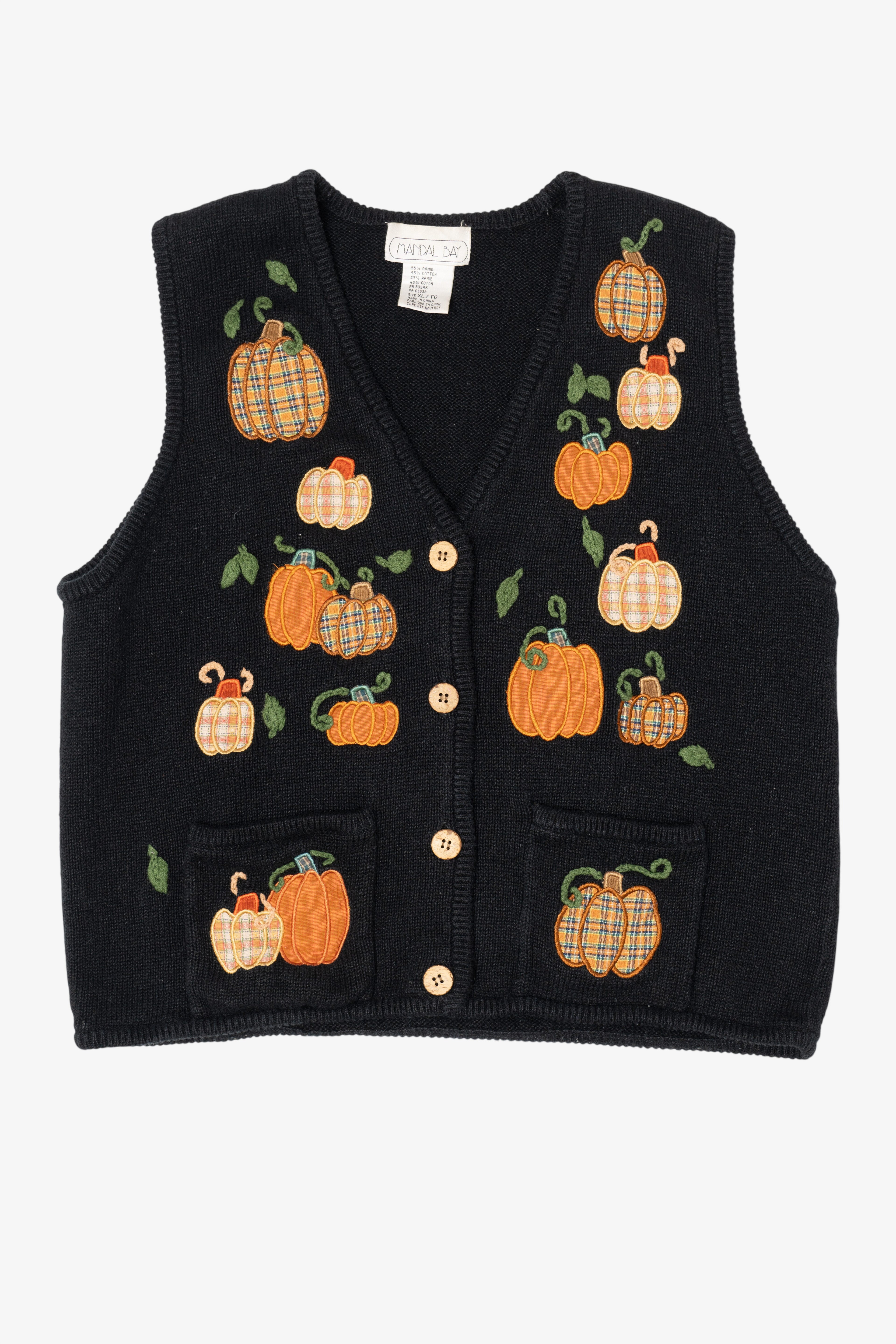 Vintage Mandal Bay Autumn Pumpkins Pocket Vest (1990s)