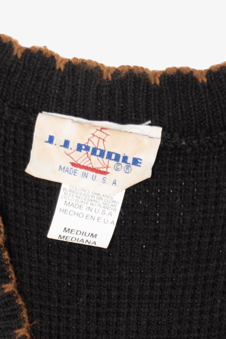 Vintage Black J.J Poole Pumpkins And Leaves Autumn Vest (1980s)