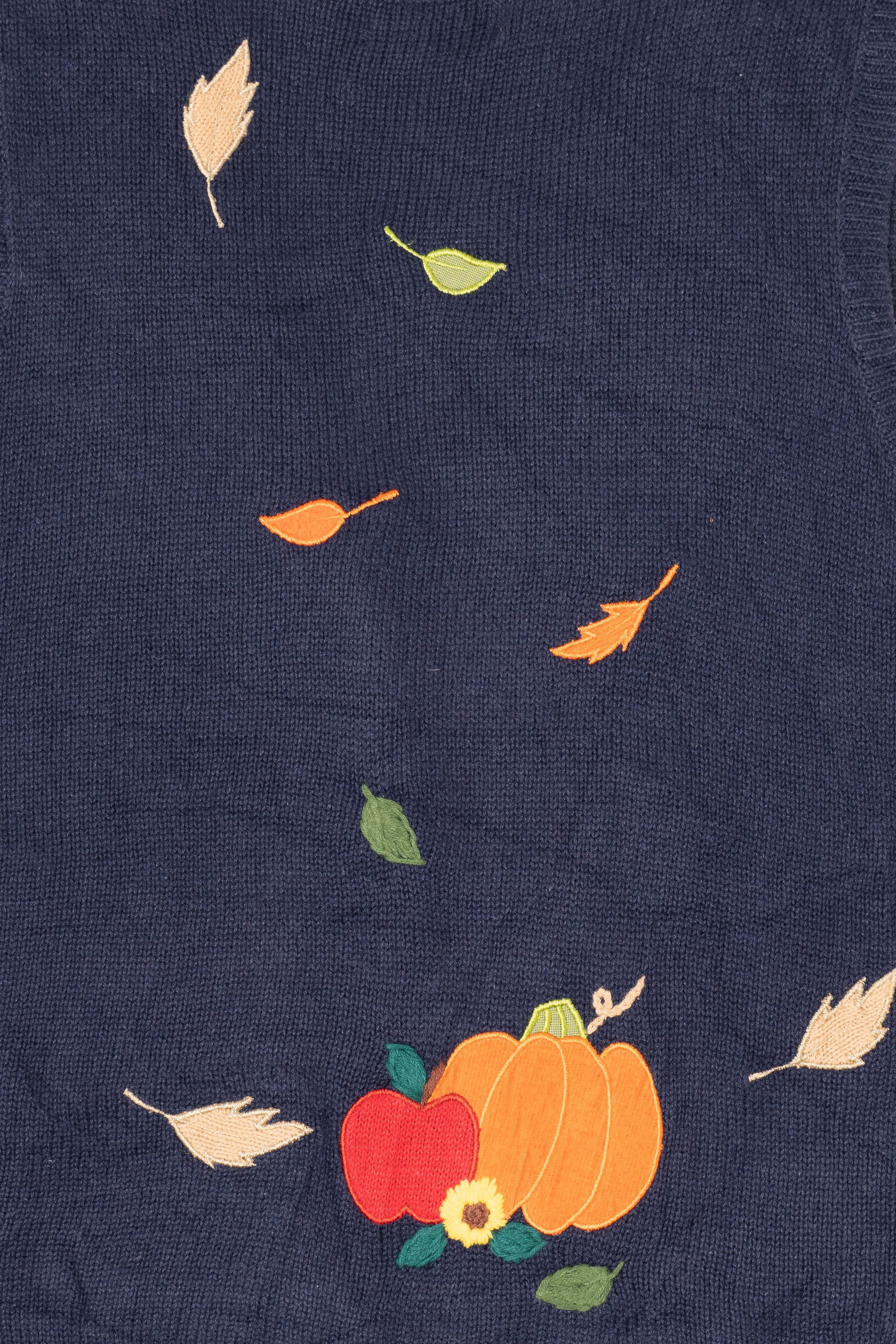Vintage Navy Blue Mandal Bay Autumn Harvest Vest (1990s)