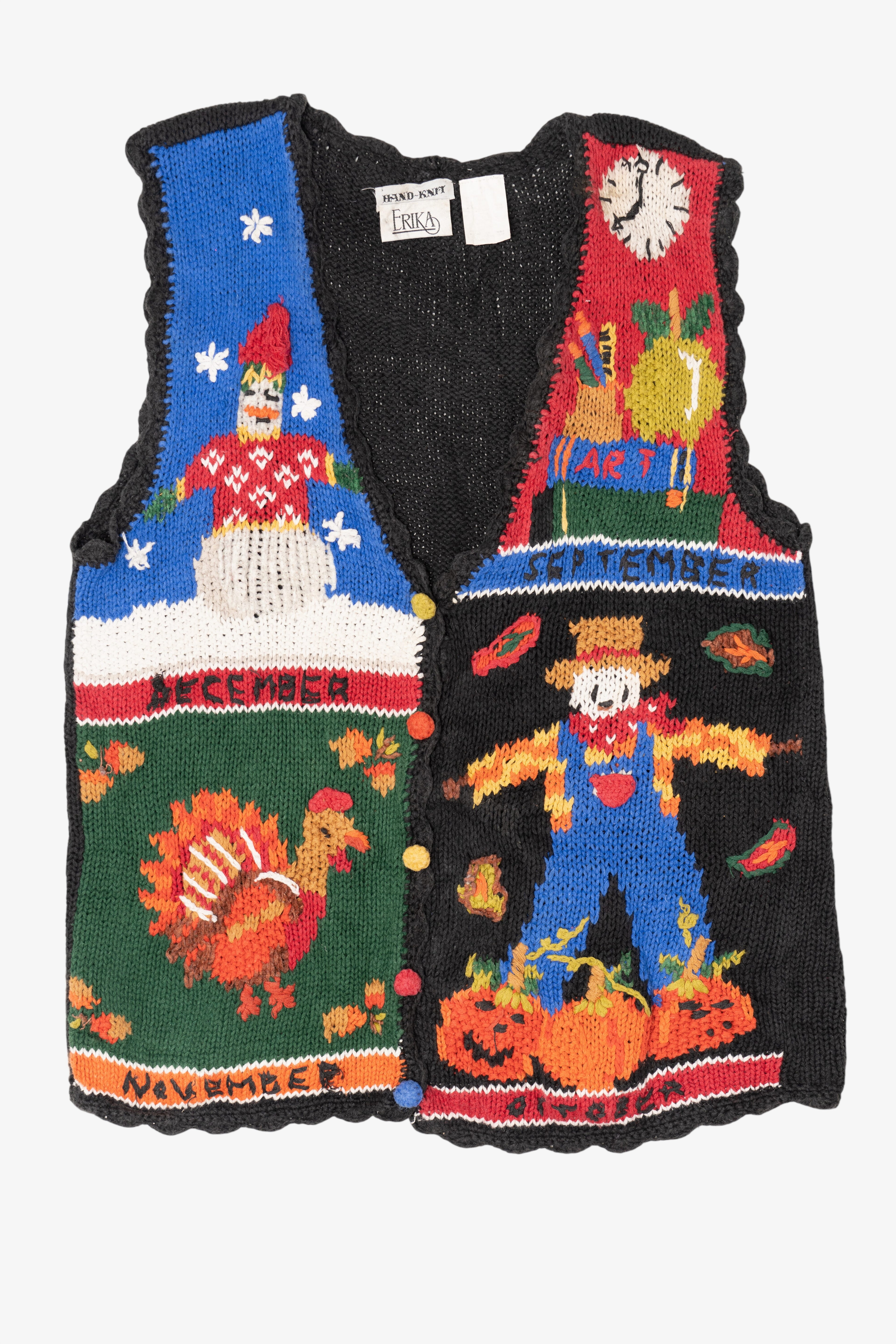 Vintage Hand Knit Erika Seasonal Months Vest (1990s)