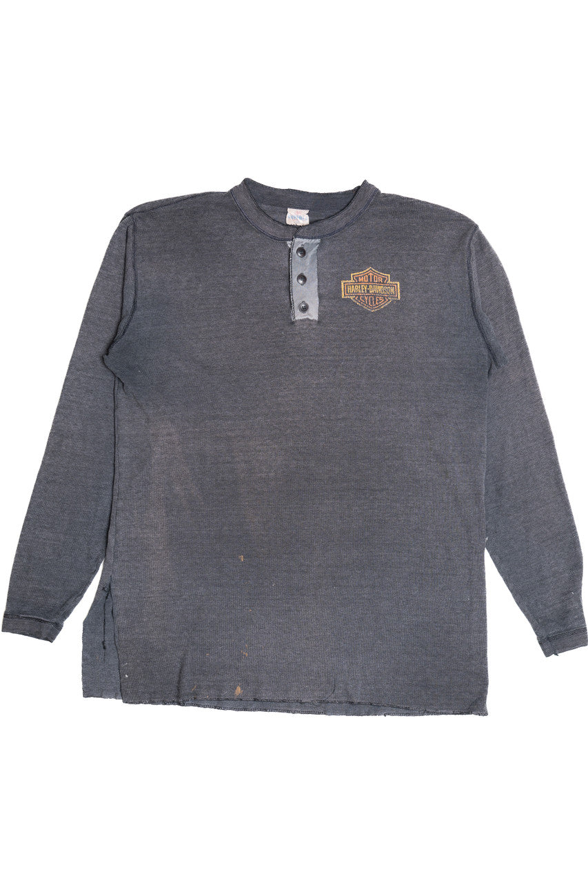 Harley Davidson "America's Legend" Eagle Henley Long Sleeve T-Shirt (2000s)