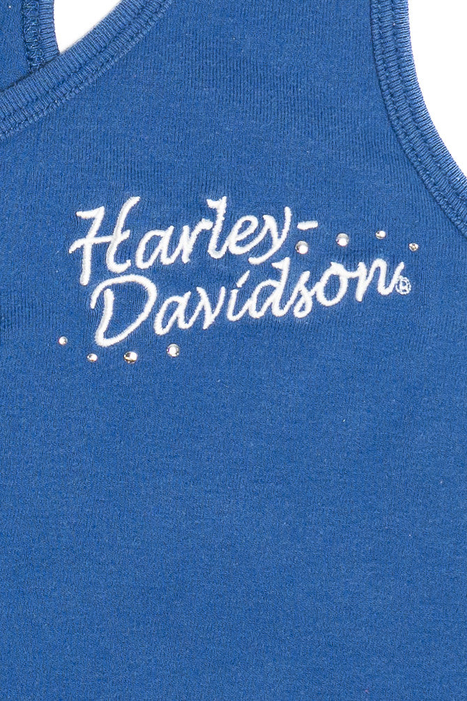 Vintage Harley Davidson Hook & Eye Clasp Rhinestone Detail Tank Top