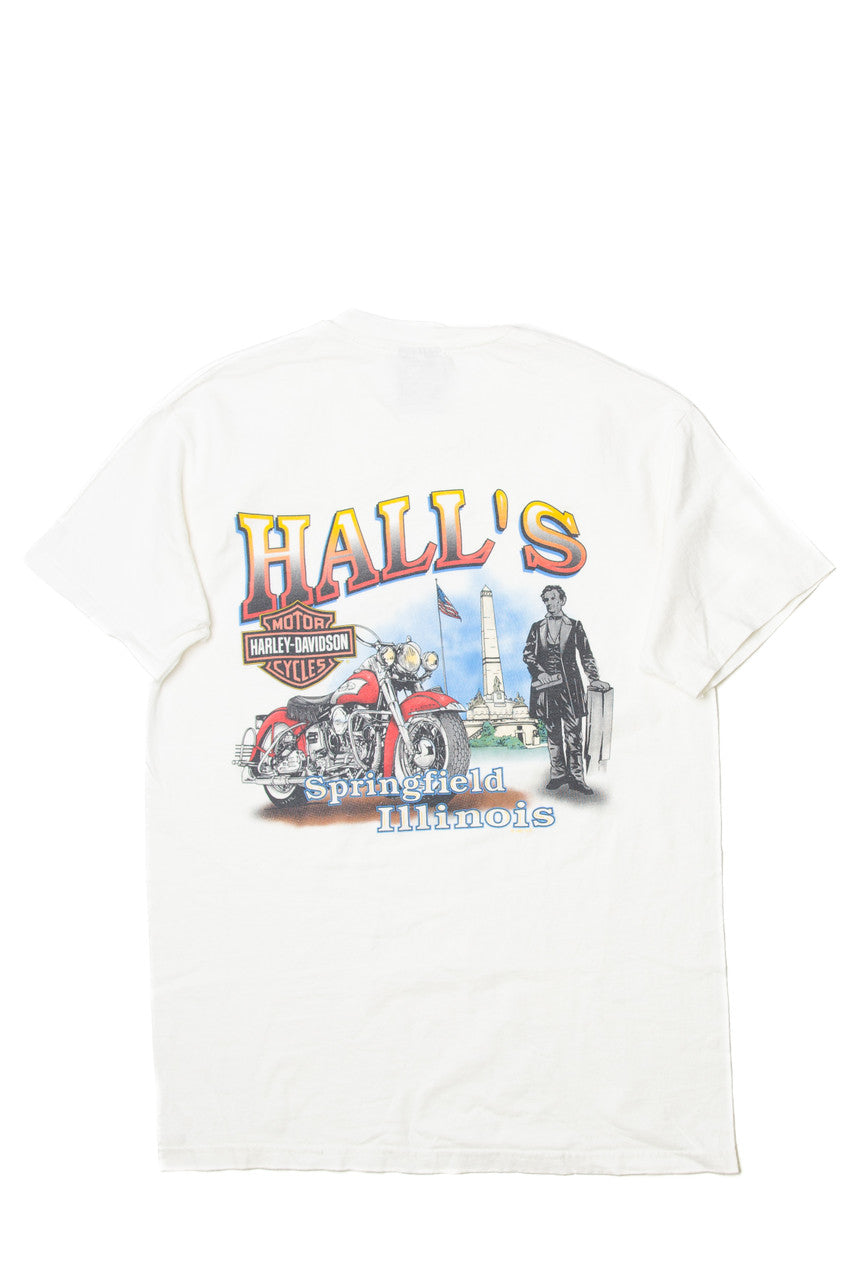 Vintage Harley Davidson "Halls' Springfield Illinois" T-Shirt (2000s) 1025
