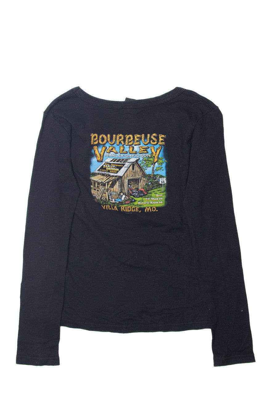 Harley Davidson V-Neck Long Sleeve T-Shirt (2000s)