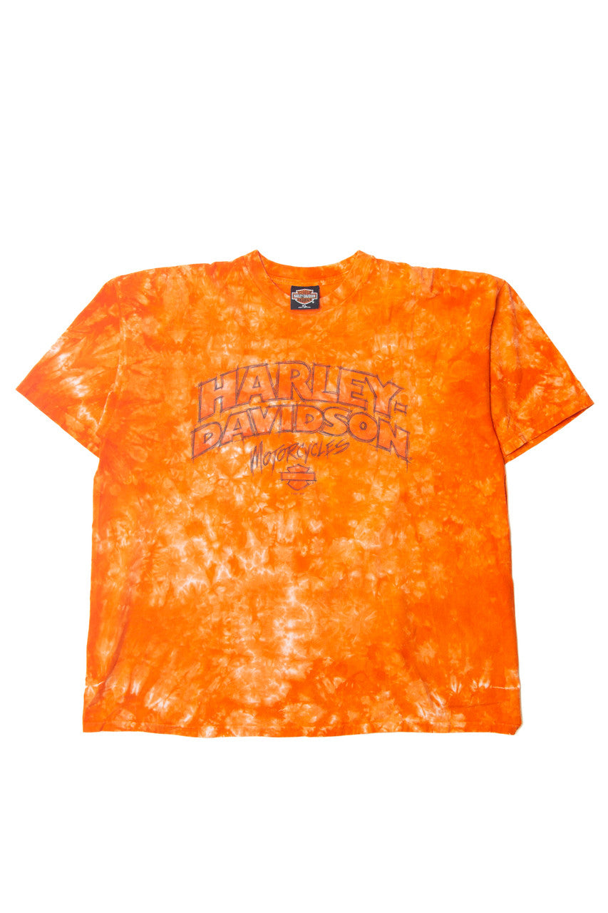 Vintage Harley Davidson Orange Tie Dye T-Shirt (2000s)