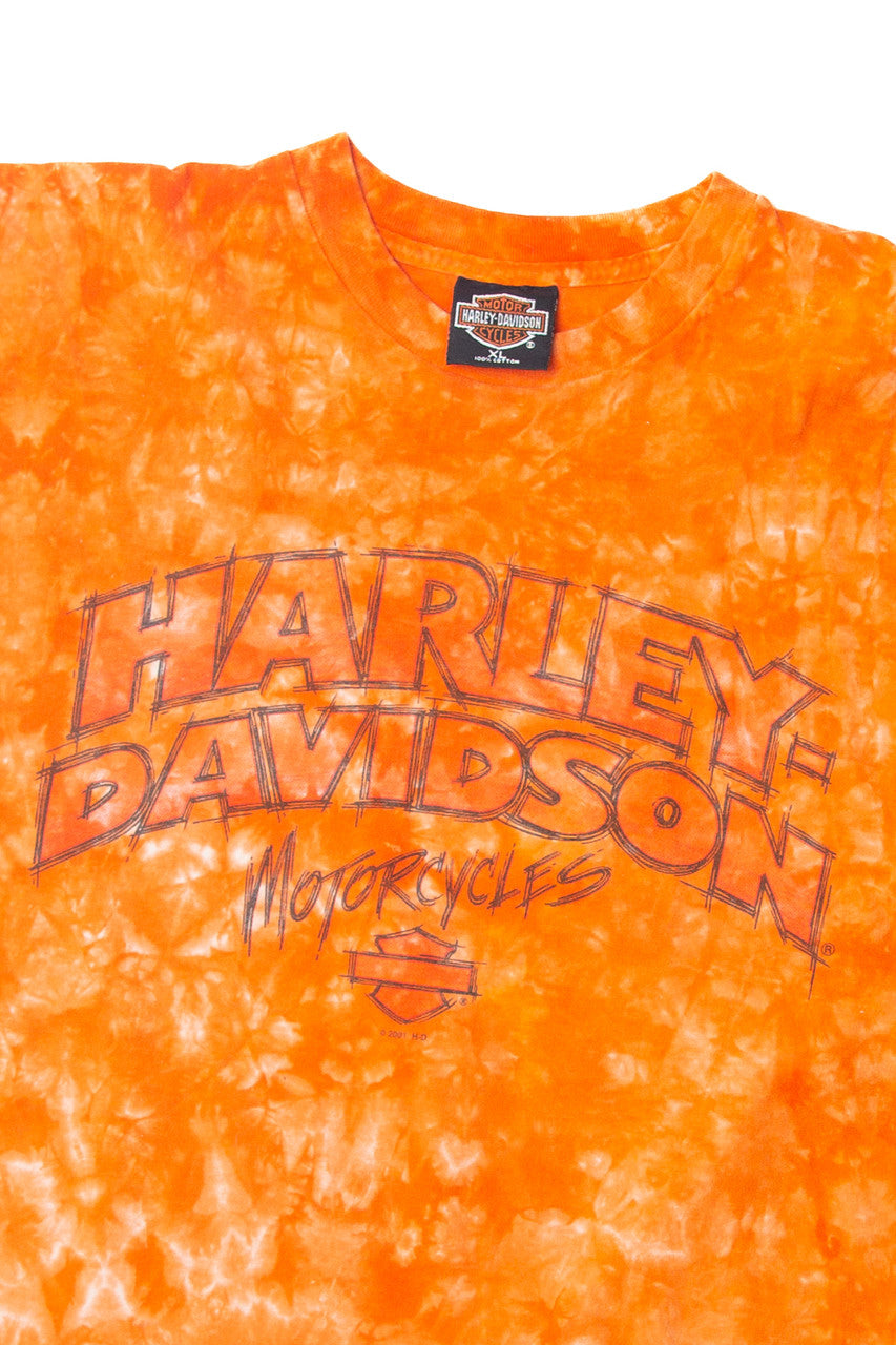 Vintage Harley Davidson Orange Tie Dye T-Shirt (2000s)