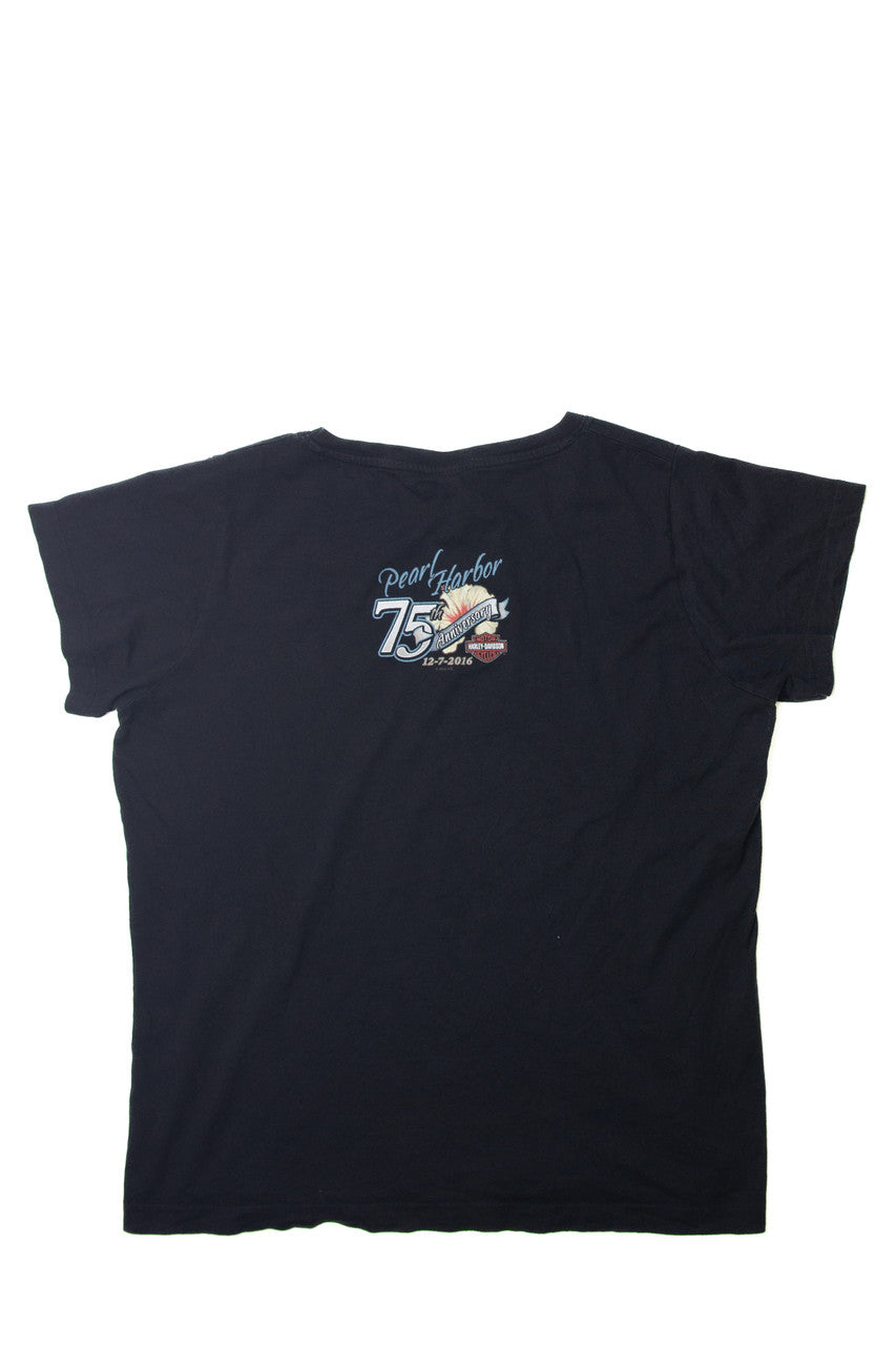 "Honolulu 75th Pearl Harbor Anniversary" Harley Davidson T-Shirt (2010s)