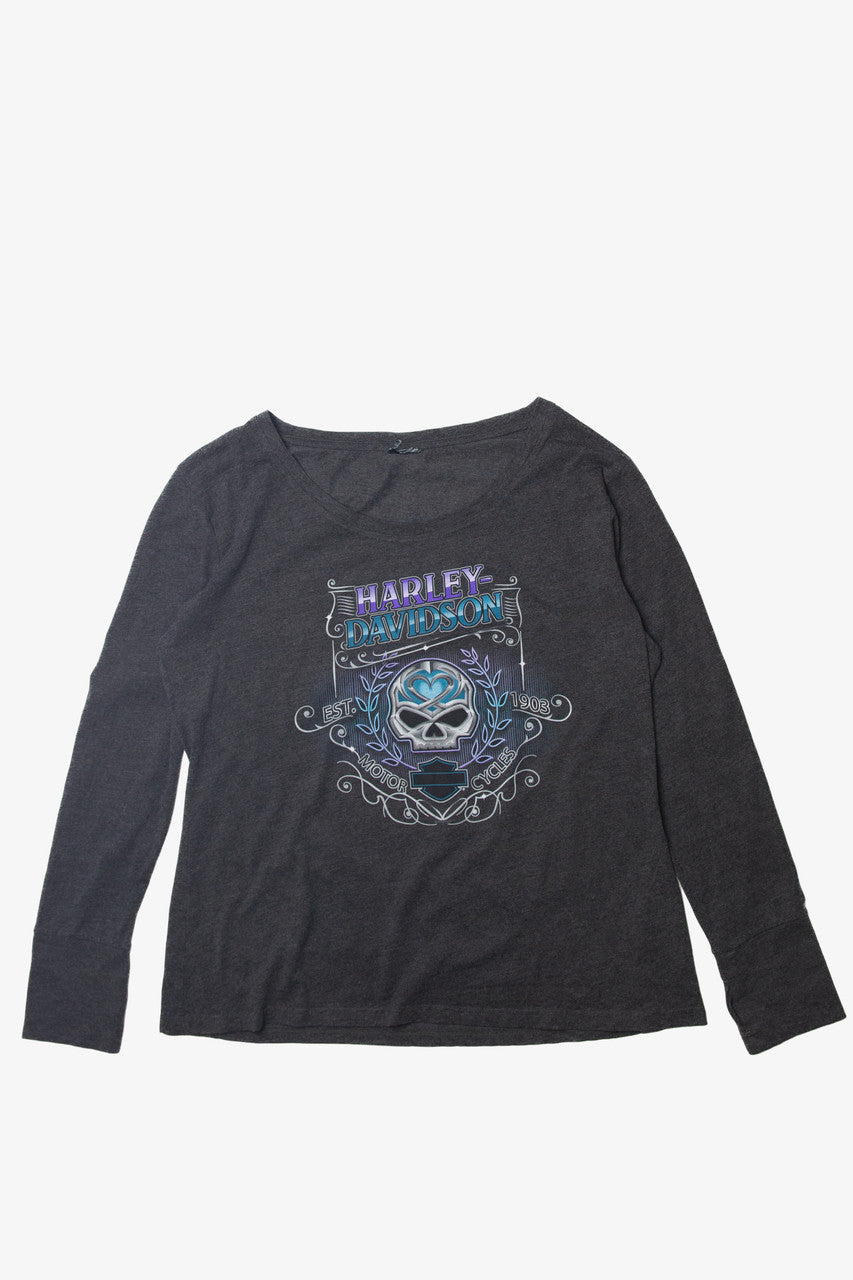 Harley Davidson Skull Heart Long Sleeve T-Shirt