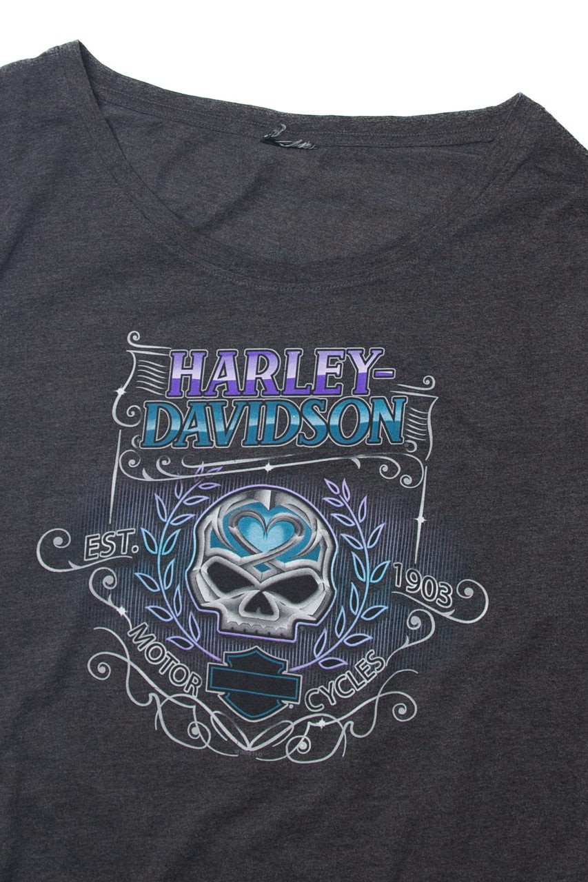 Harley Davidson Skull Heart Long Sleeve T-Shirt