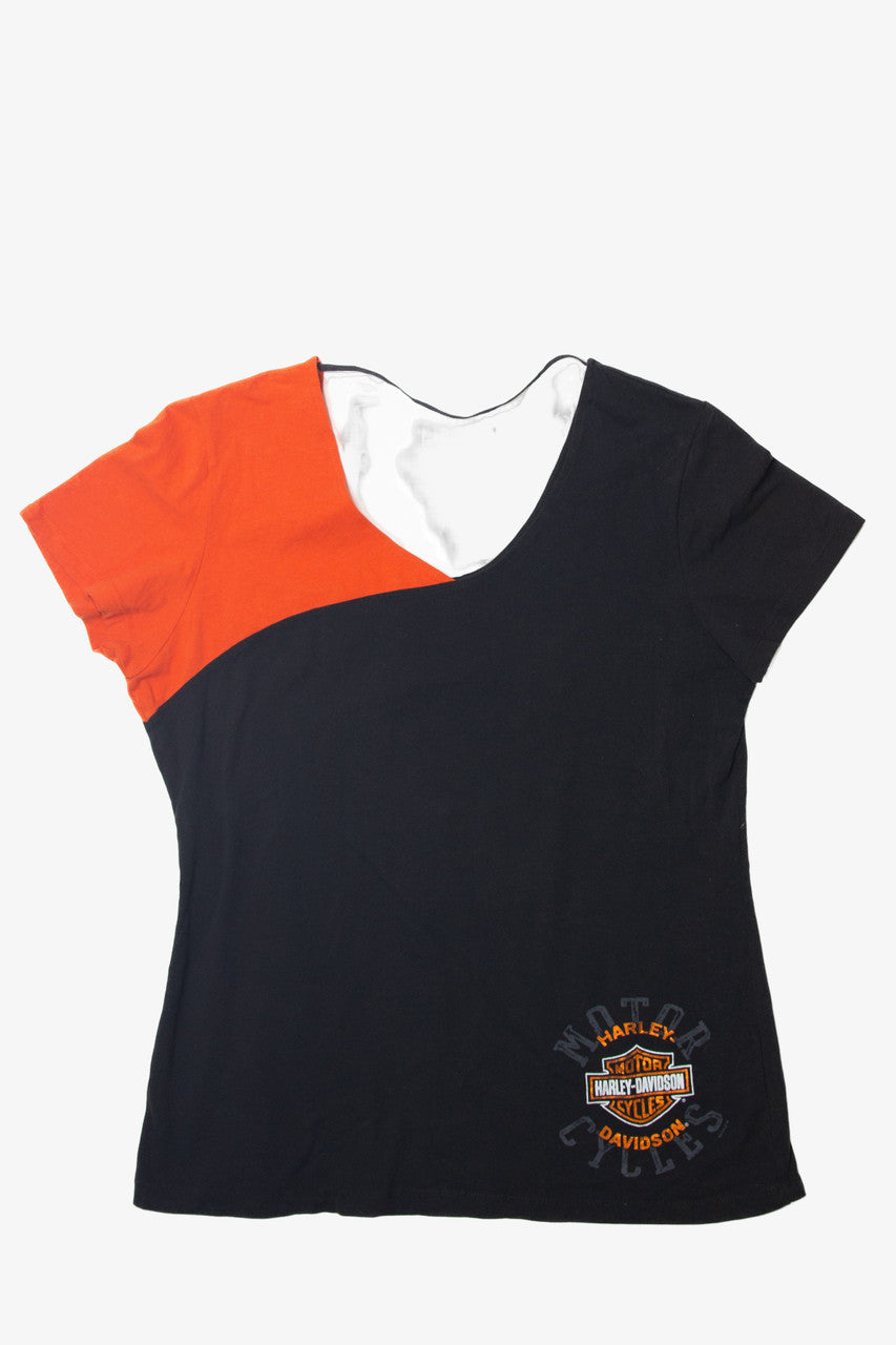 Harley Davidson V Neck Open Back T-Shirt (2010s)