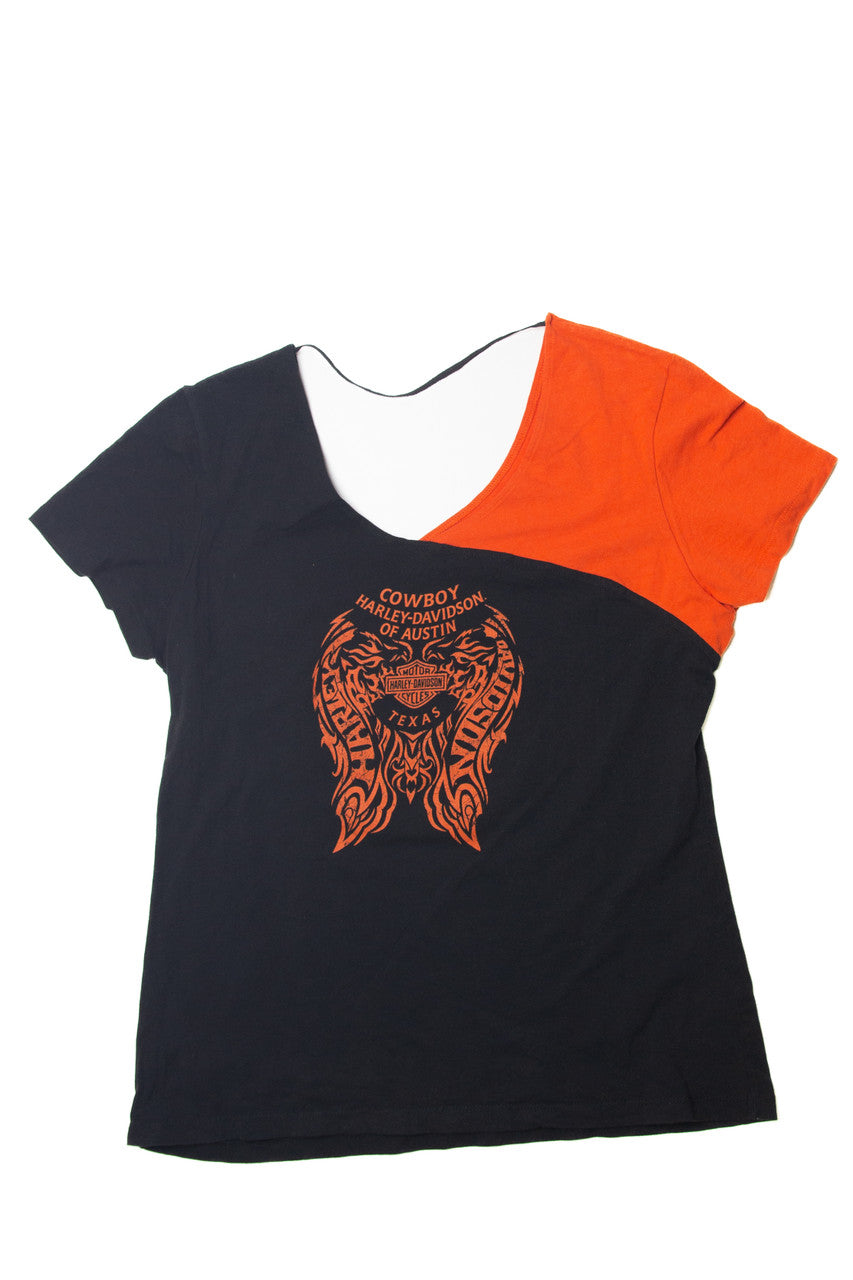 Harley Davidson V Neck Open Back T-Shirt (2010s)