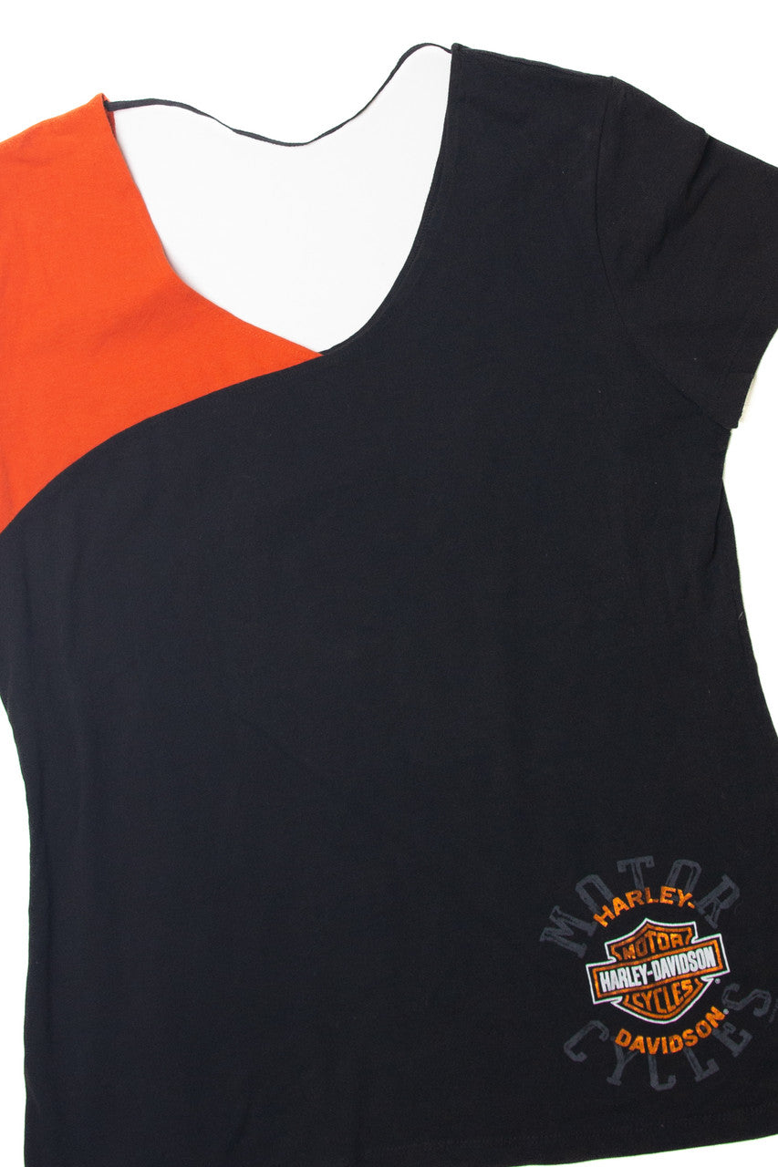 Harley Davidson V Neck Open Back T-Shirt (2010s)