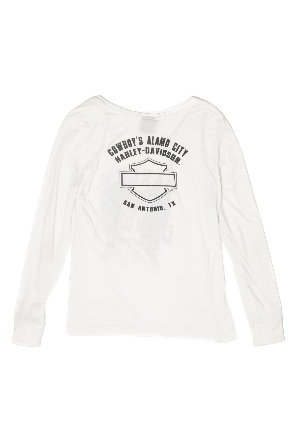 Recycled Cowboy's Alamo Harley Davidson Long Sleeve T-Shirt (2020s)