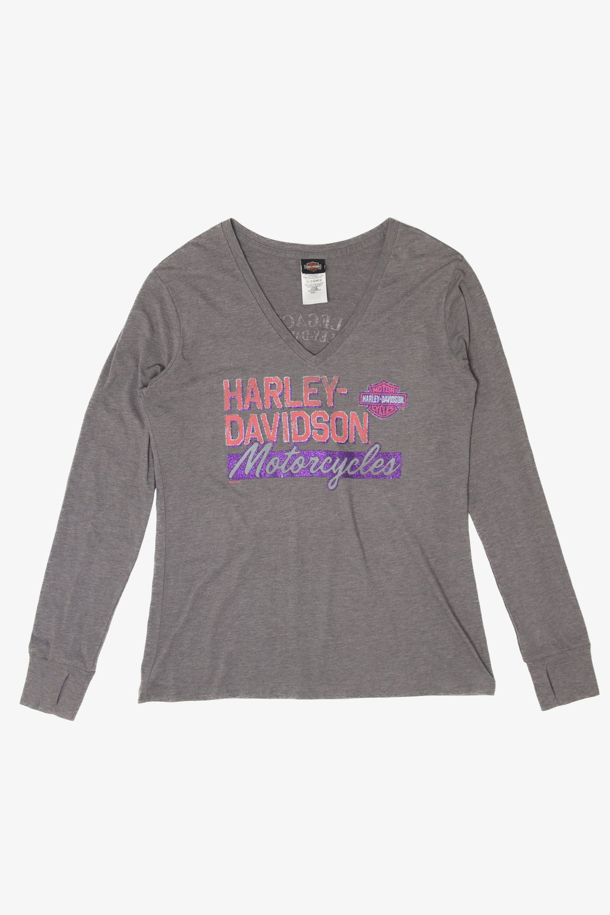 Recycled Legacy V-Neck Long Sleeve Harley Davidson T-Shirt (2010s)