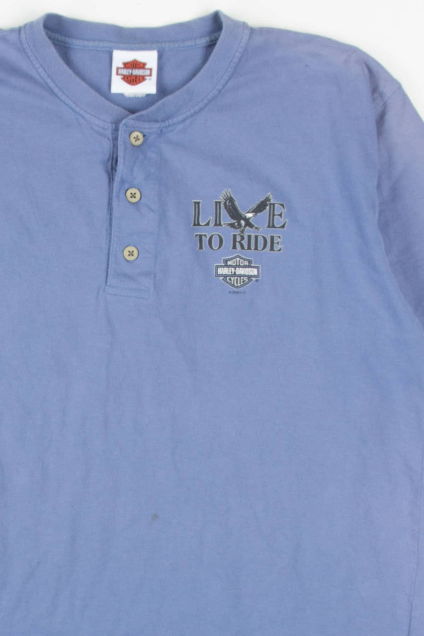 Live To Ride Henley Hampton Roads Harley Davidson T-Shirt