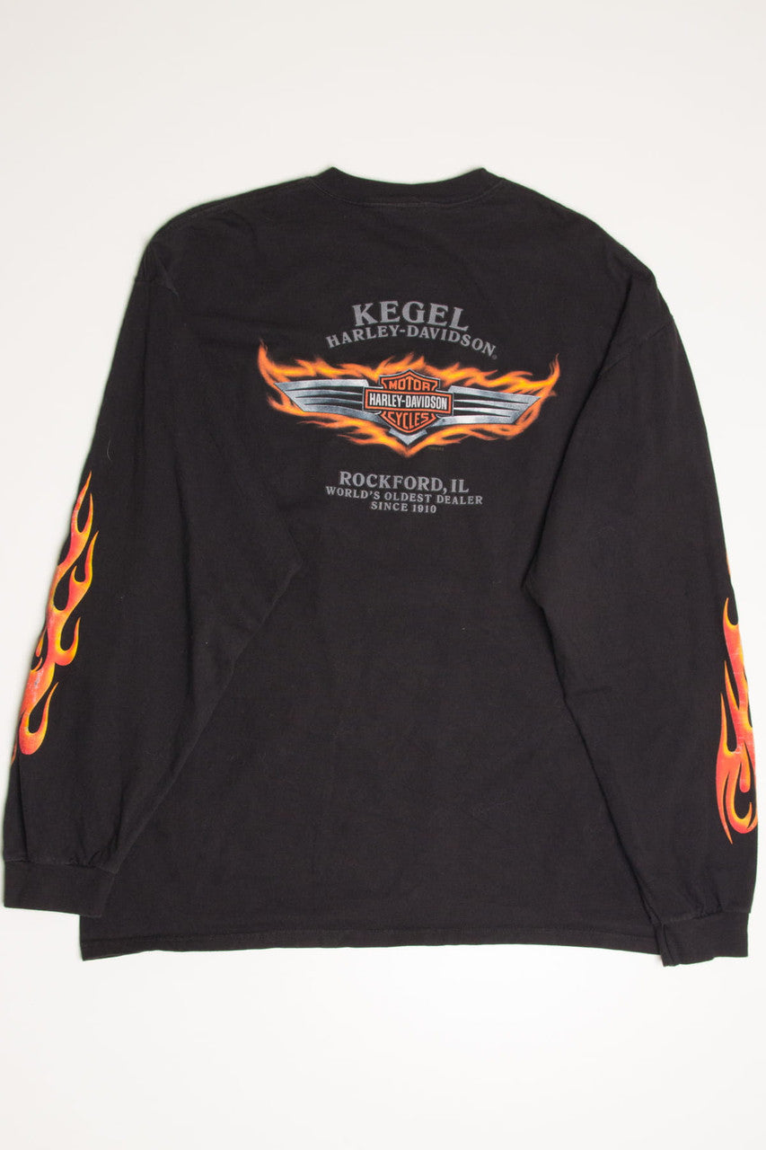 Flaming Kegel Harley-Davidson Long Sleeve T-Shirt (2000s)