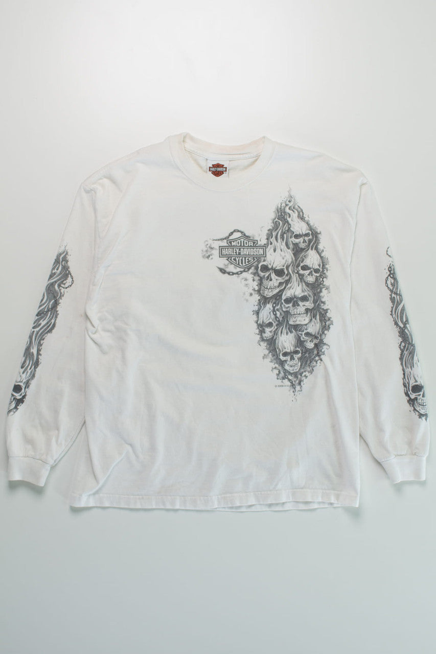 Skulls Harley Davidson Long Sleeve T-Shirt