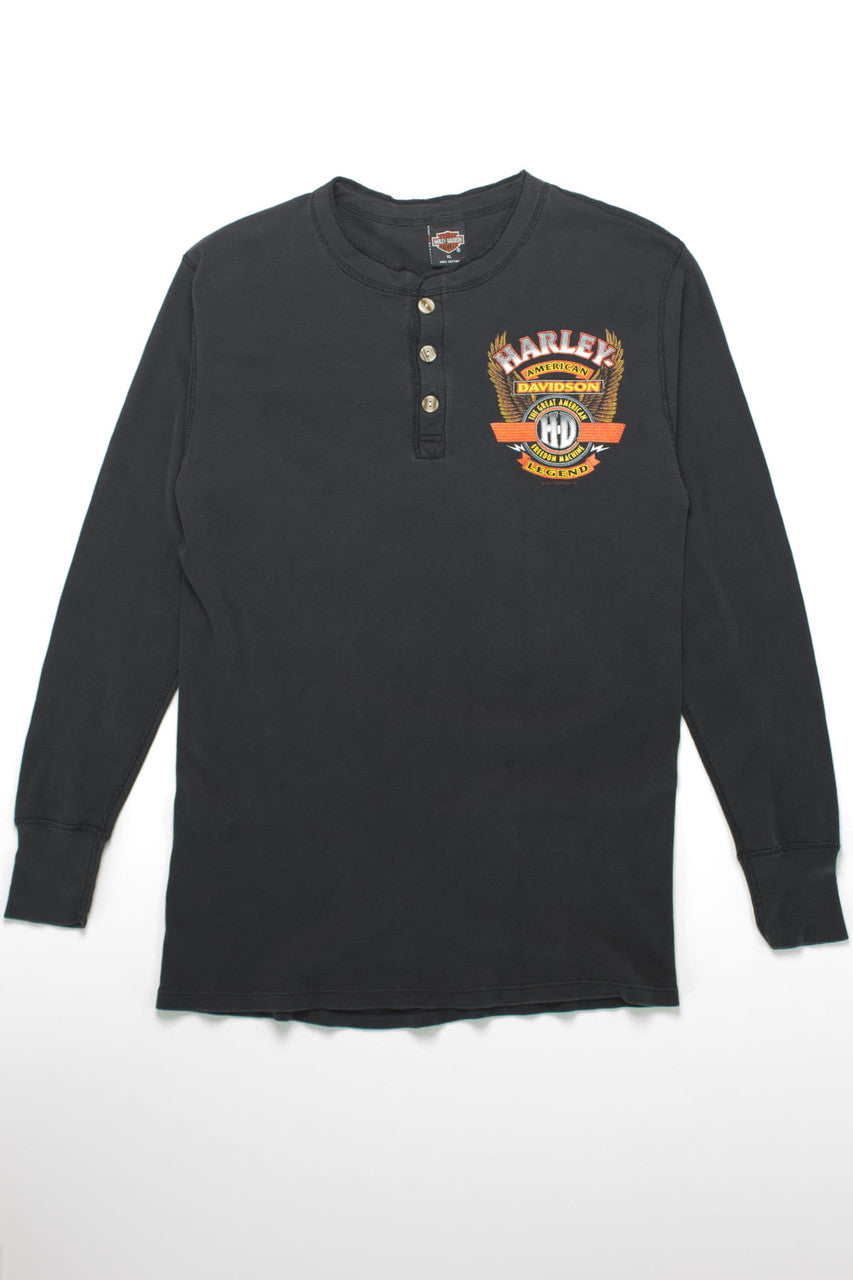 Freedom Machine Harley Davidson Long Sleeve Henley