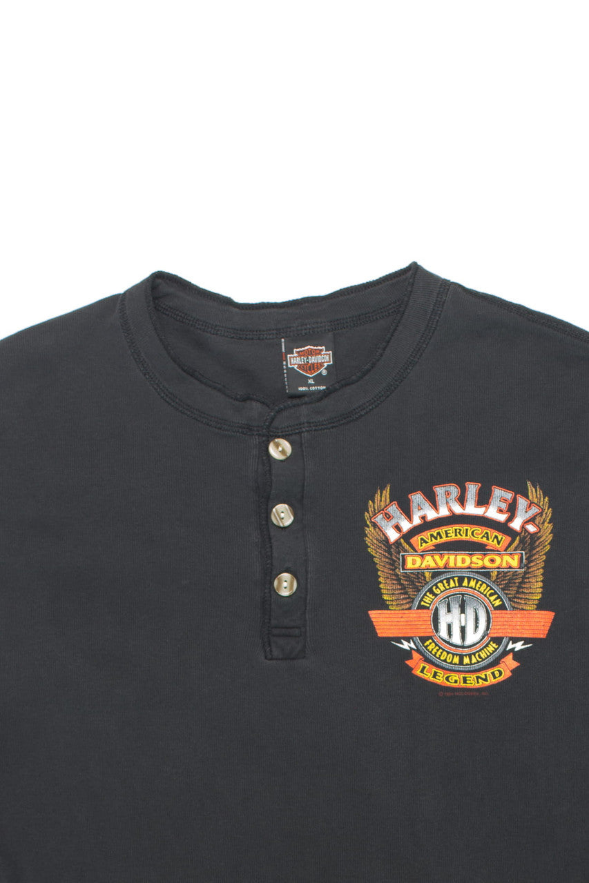 Freedom Machine Harley Davidson Long Sleeve Henley