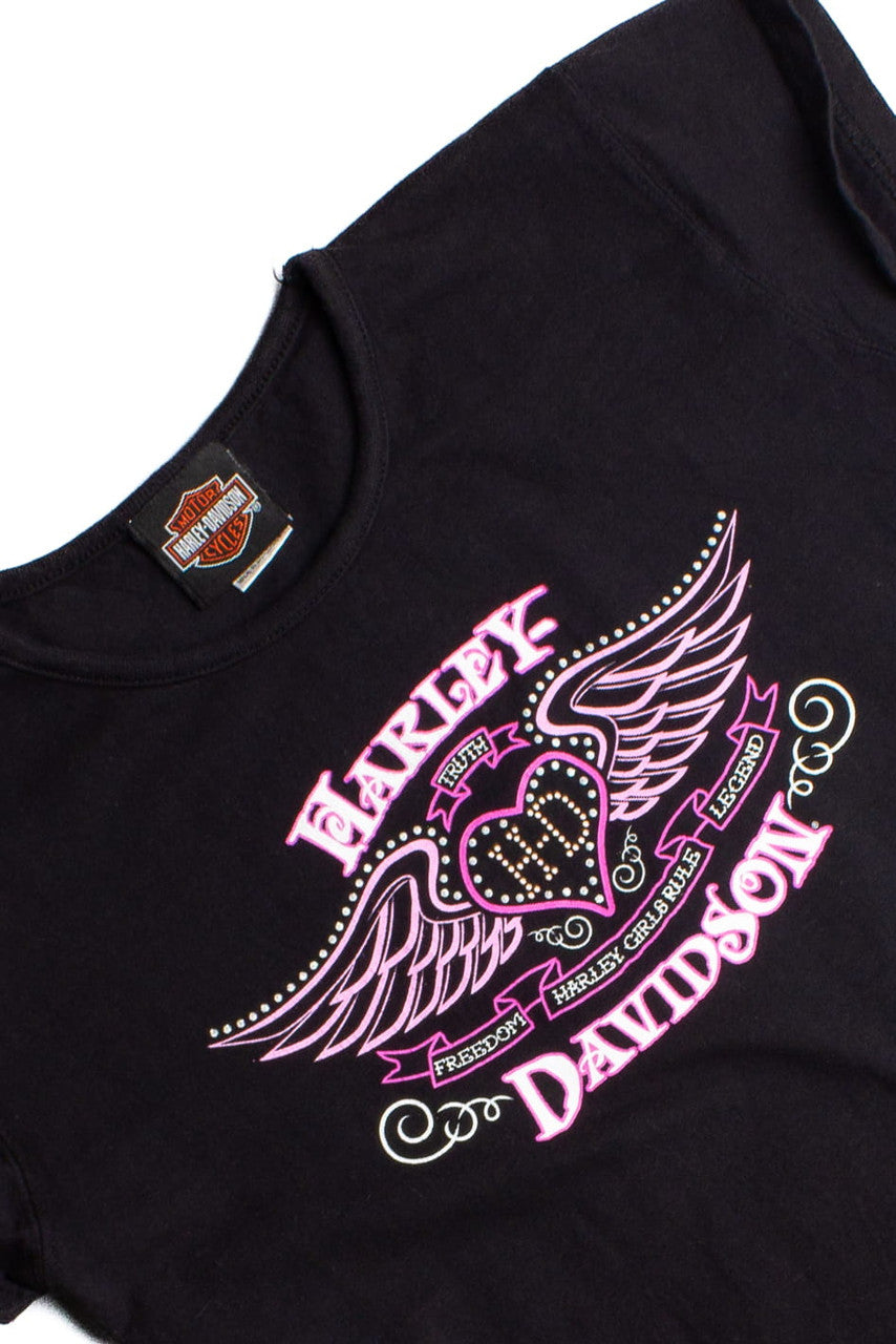 Y2k "Harley Girls Rule" Harley Davidson Baby Tee 664