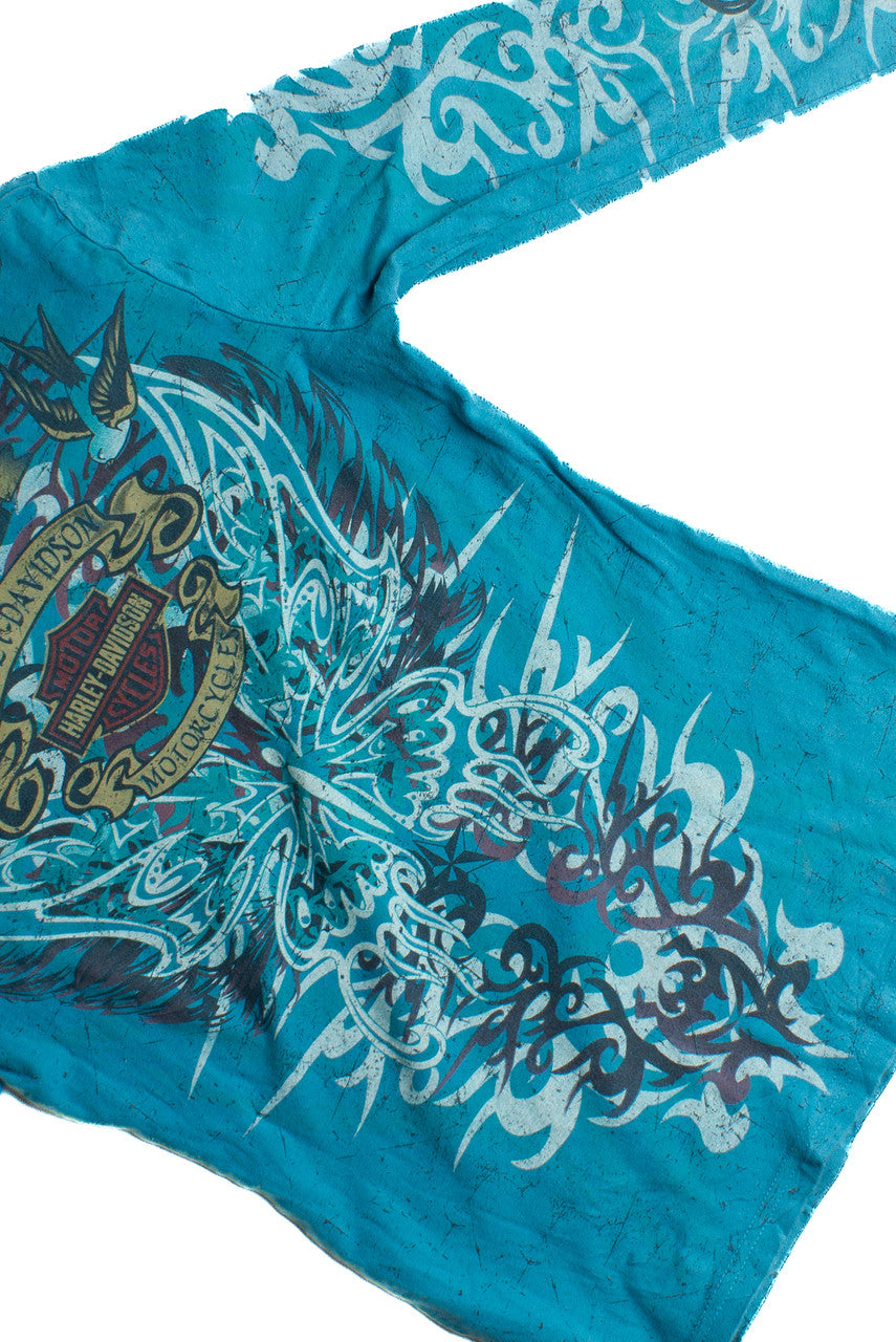 Vintage Womens Harley Davidson Tattoo Style Long Sleeve T-Shirt 700
