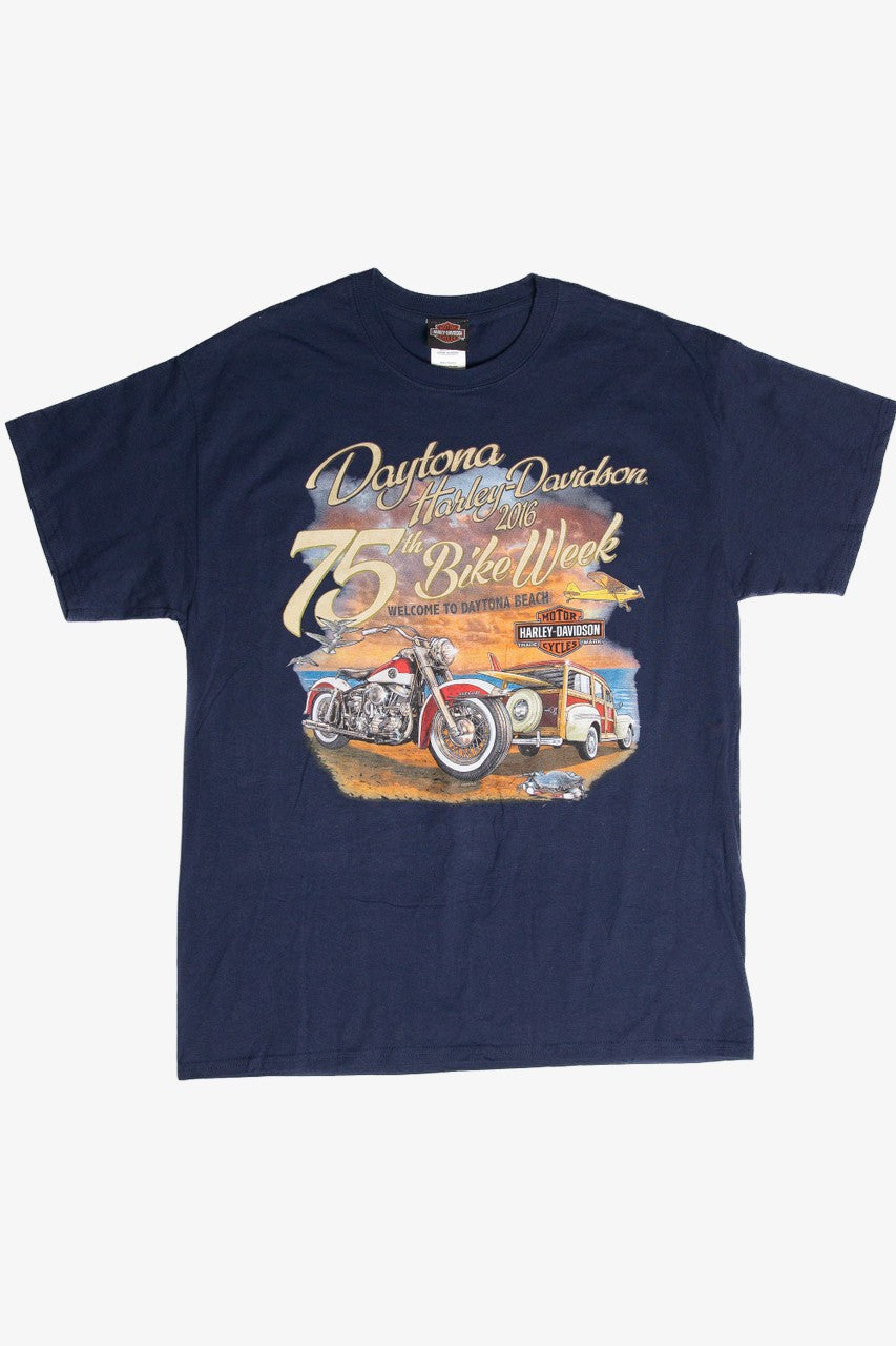 Harley-Davidson Daytona Beach 50th Tシャツ Recycled Harley Davidson Daytona Beach 75th Bike Week T-Shirt