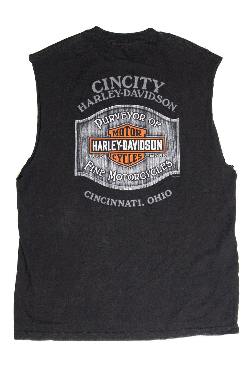 Recycled Cincity Cut Off Harley Davidson T-Shirt