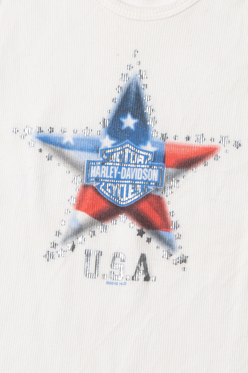 Harley Davidson "USA" Americana Star Ribbed Tank Top