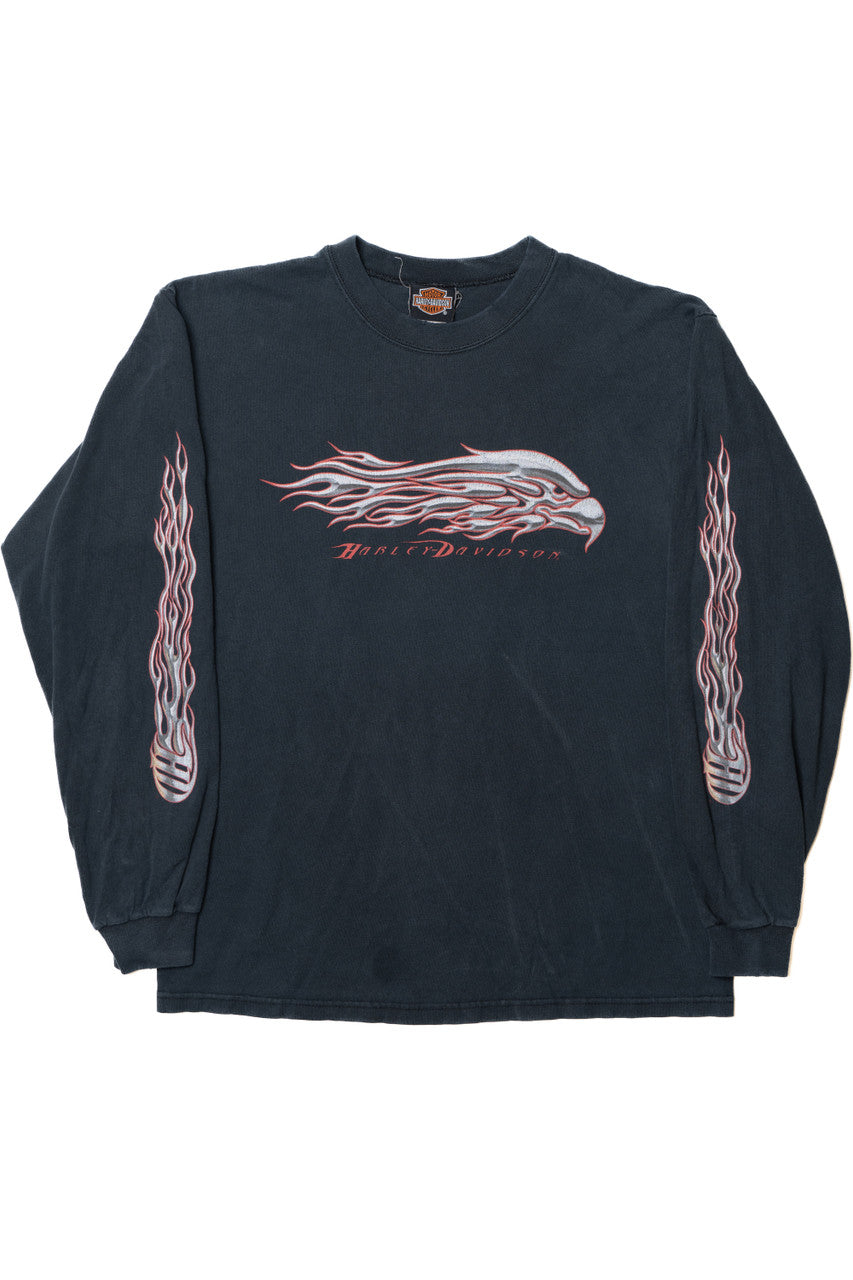 Vintage Y2K Harley Davidson Mantua, OH Flame Sleeves T-Shirt