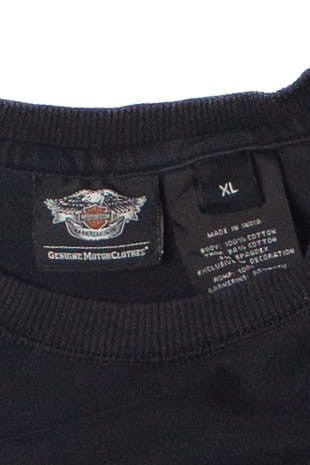 Embroidered Logo Flame Long Sleeve Harley Davidson T-Shirt