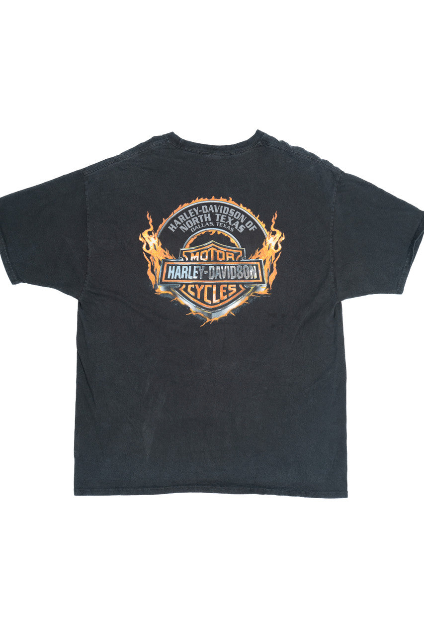 Harley Davidson North Texas Dallas Flames & Eagle T-Shirt (2010s)