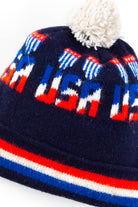 USA Stripes Pom Pom Vintage Beanie