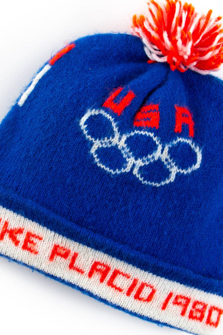 1980 Lake Placid Winter Olympics Pom Pom Vintage Beanie