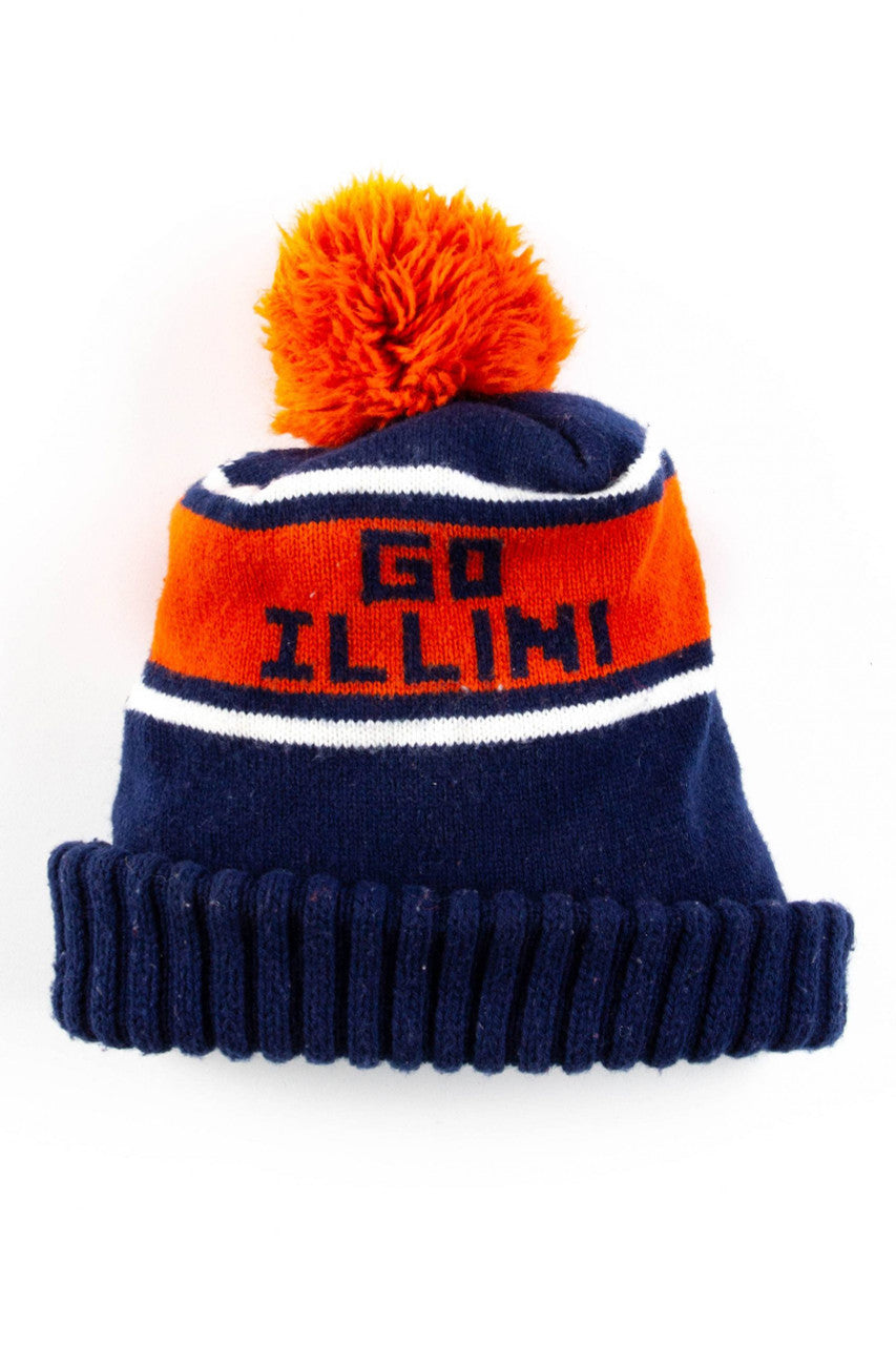 Go Illini Pom Pom Beanie