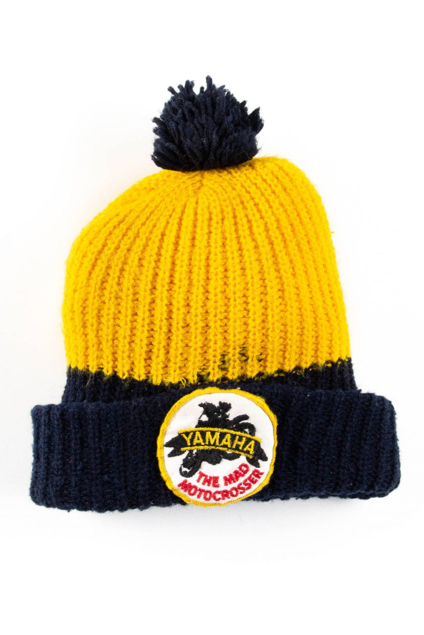 Vintage Yamaha Mad Motocrosser Pom Pom Beanie