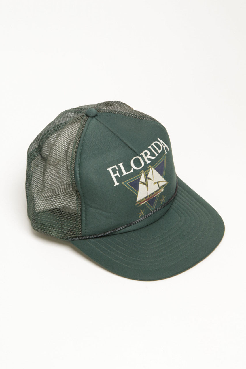Vintage Florida Sailing Ship Snapback Trucker Cap