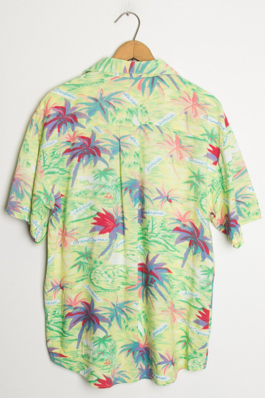 Vintage Palm Tree Print Hawaiian Shirt