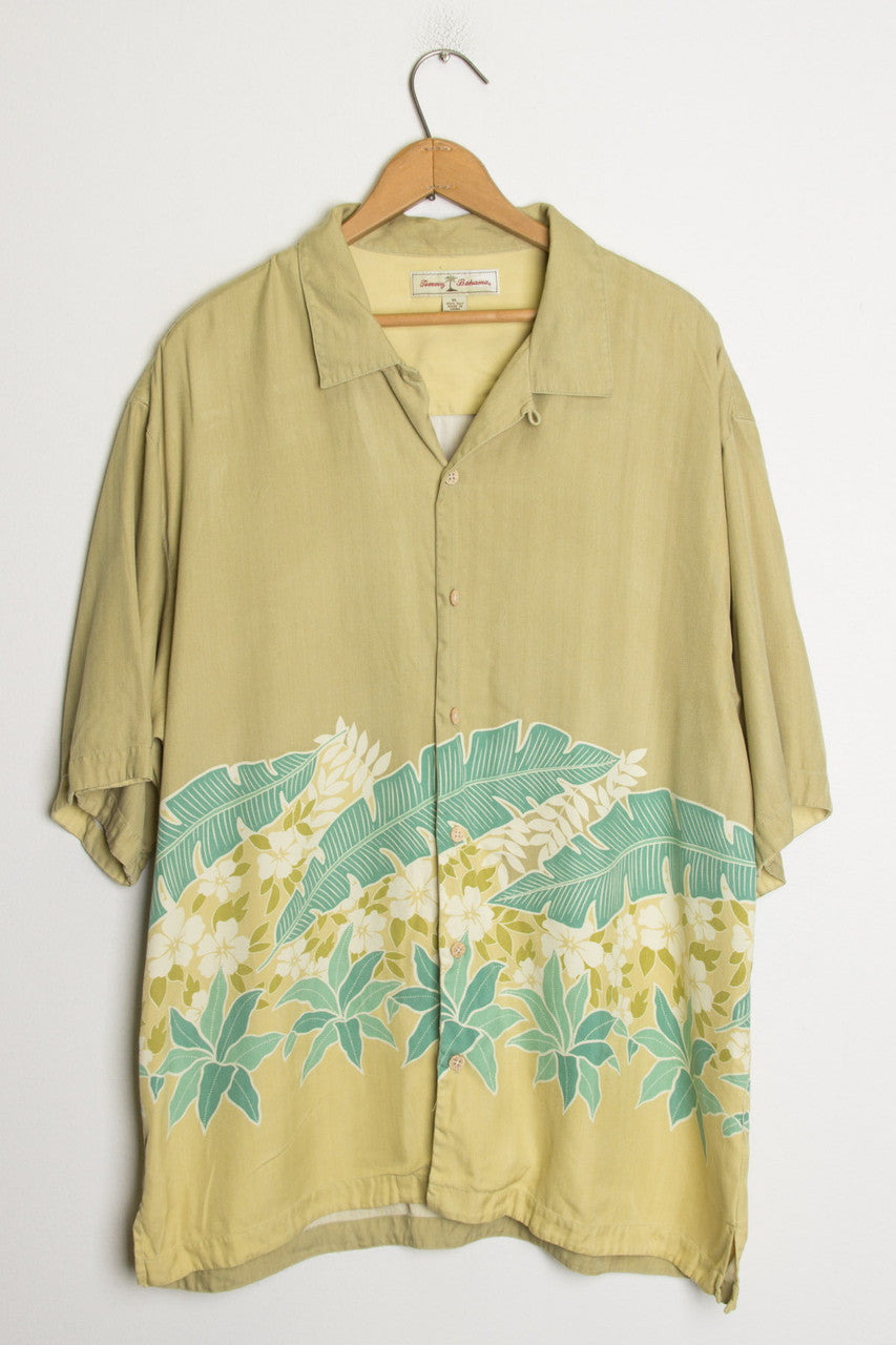 (Green) Palm Leaf Vintage Hawaiian Shirt
