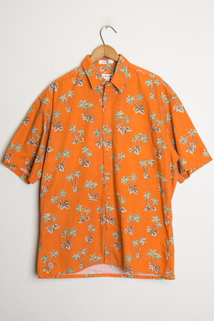 (Orange) Palm Tree Print Hawaiian Shirt