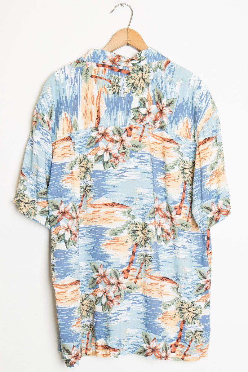 Beach and Flowers Vintage Hawaiian Shirt