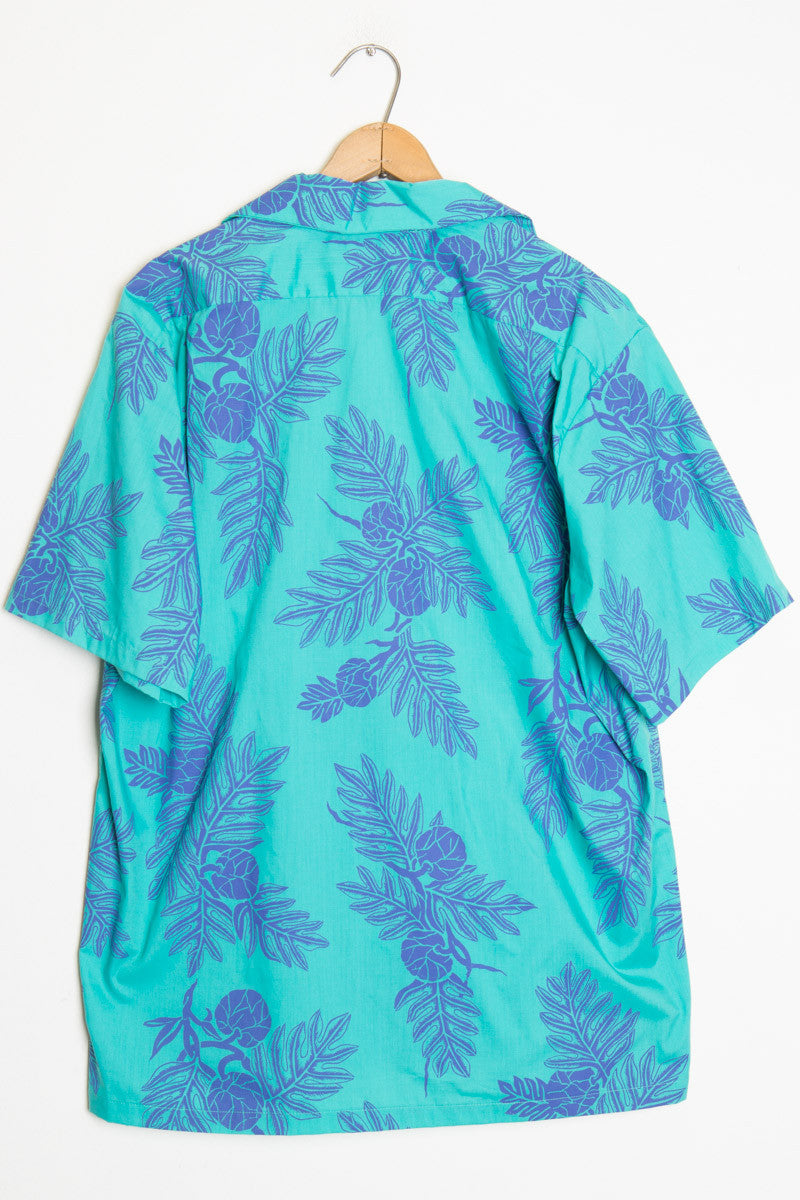 Teal and Purple Vintage Hawaiian Shirt