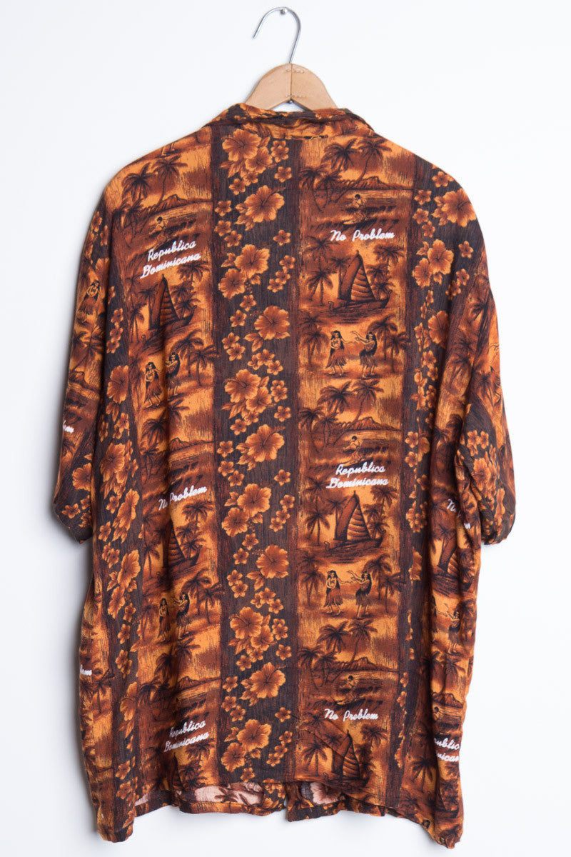 Brown Flower Vintage Hawaiiian