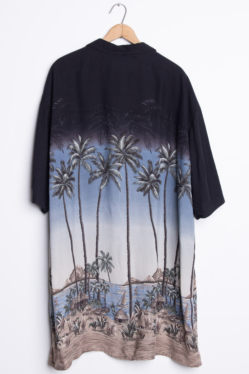 Black Beach Scene Vintage Hawaiian 1