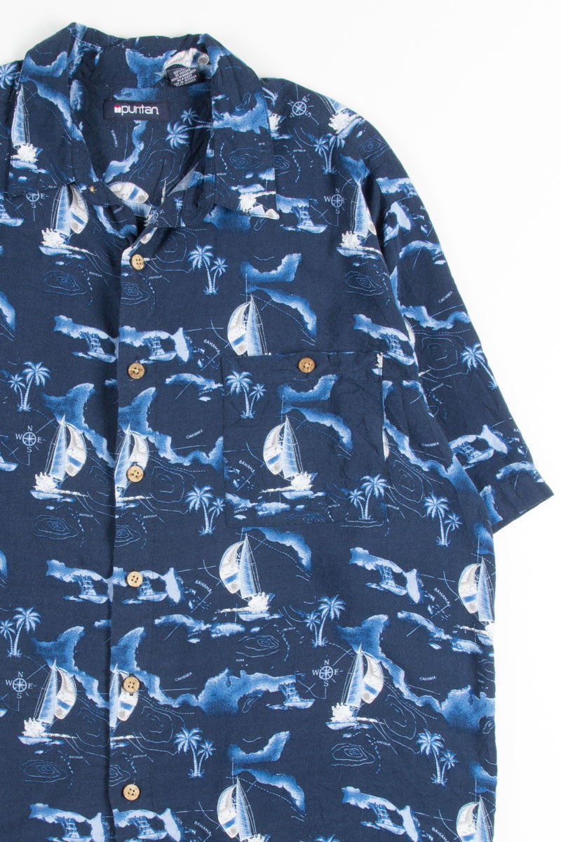 Blue Sailboat Vintage Hawaiian 1