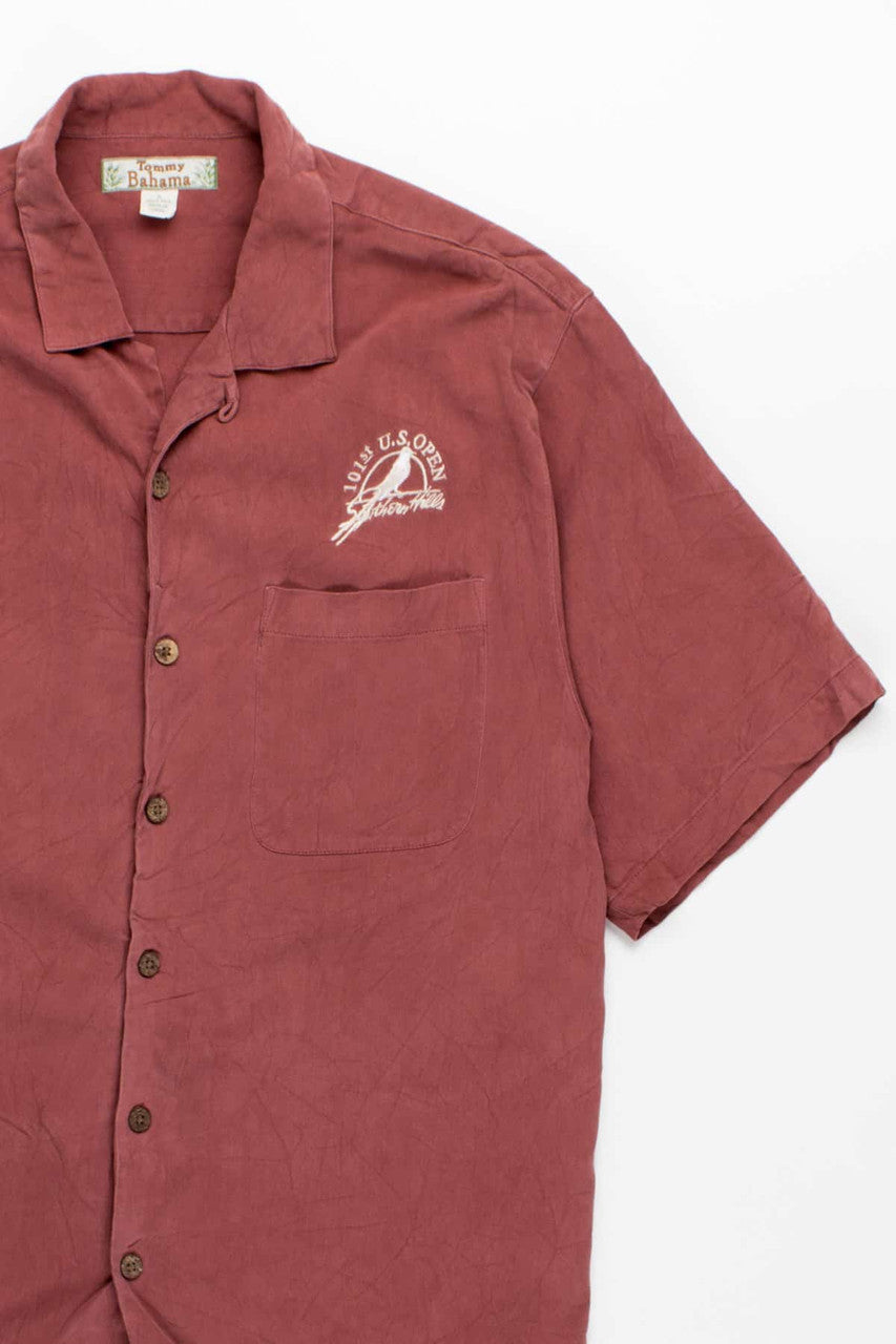 Dusty Rose U.S. Open Embroidered Silk Hawaiian Shirt