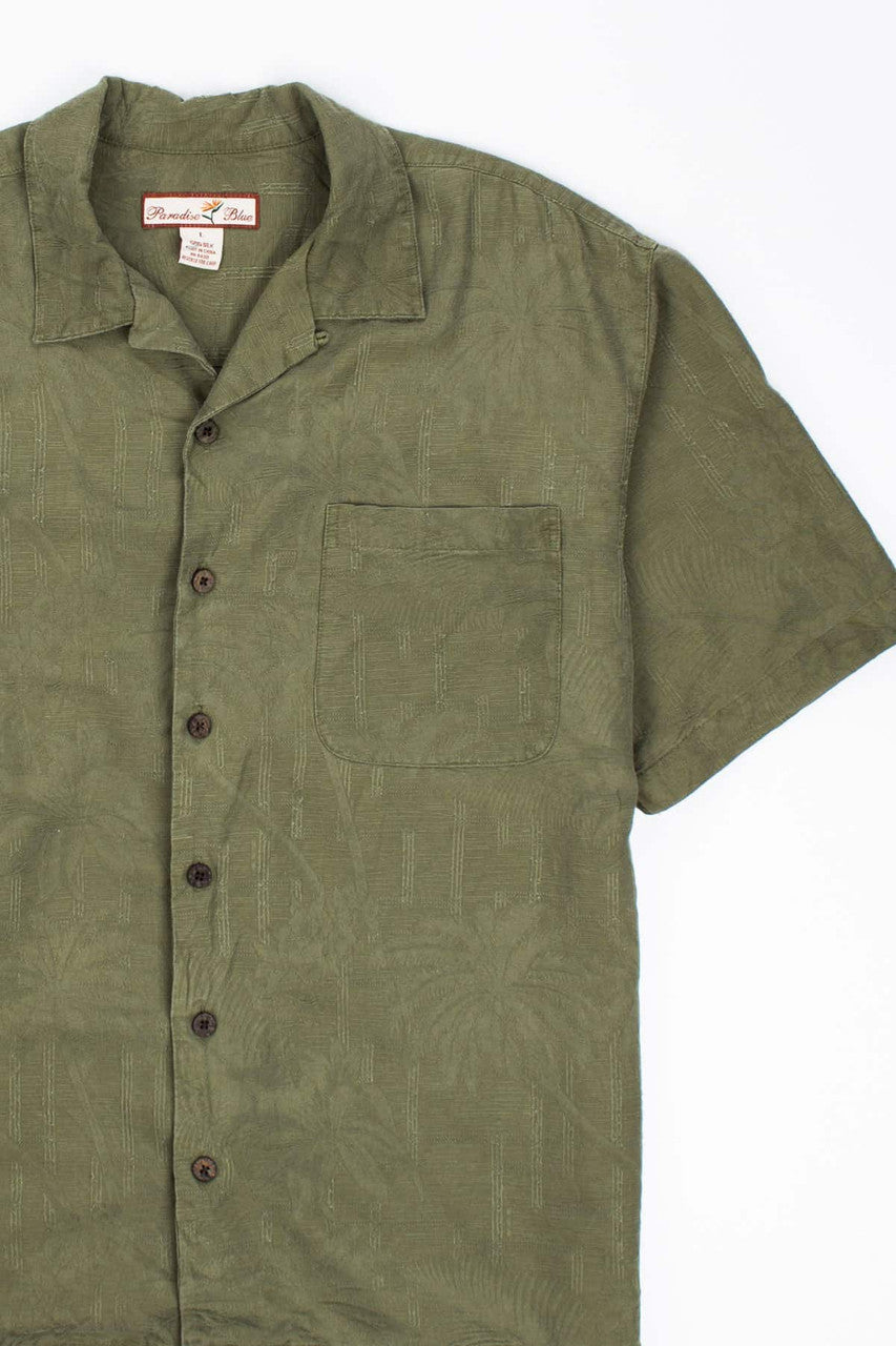 Woven Palm Patterned Vintage Silk Hawaiian