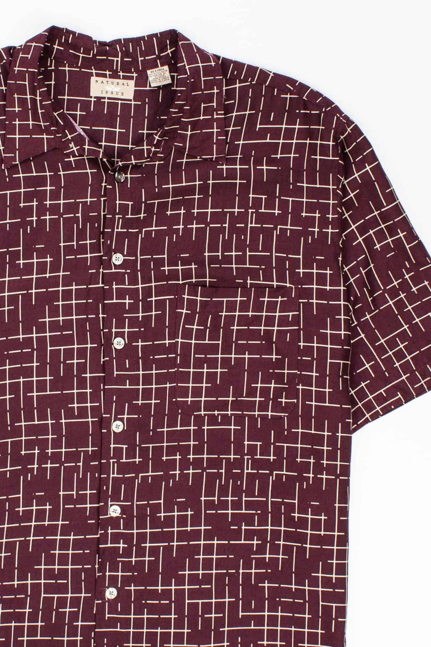 Vintage Marroon Printed Hawaiian hirt